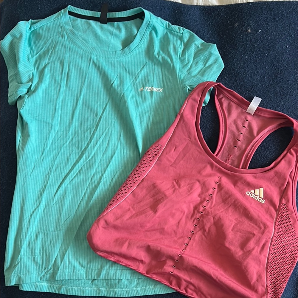 Adidas bundle Pink Croptop Bra and Terrex Blue T-Shirt